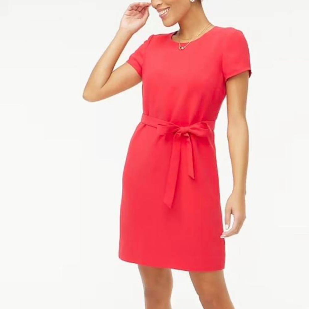 ❌SOLD Crew Red Mini Front Tie Bow Dress Size 4